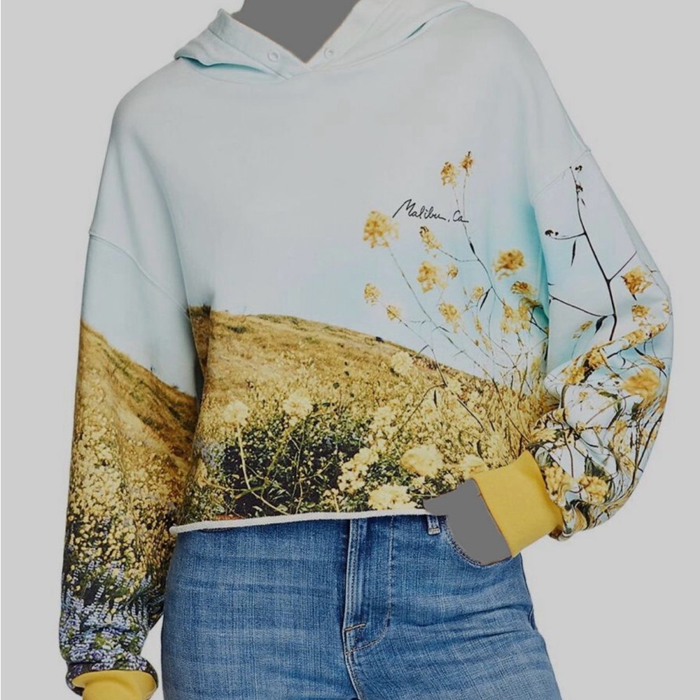 Frame Denim Floral Hoodie with Yellow and Blue